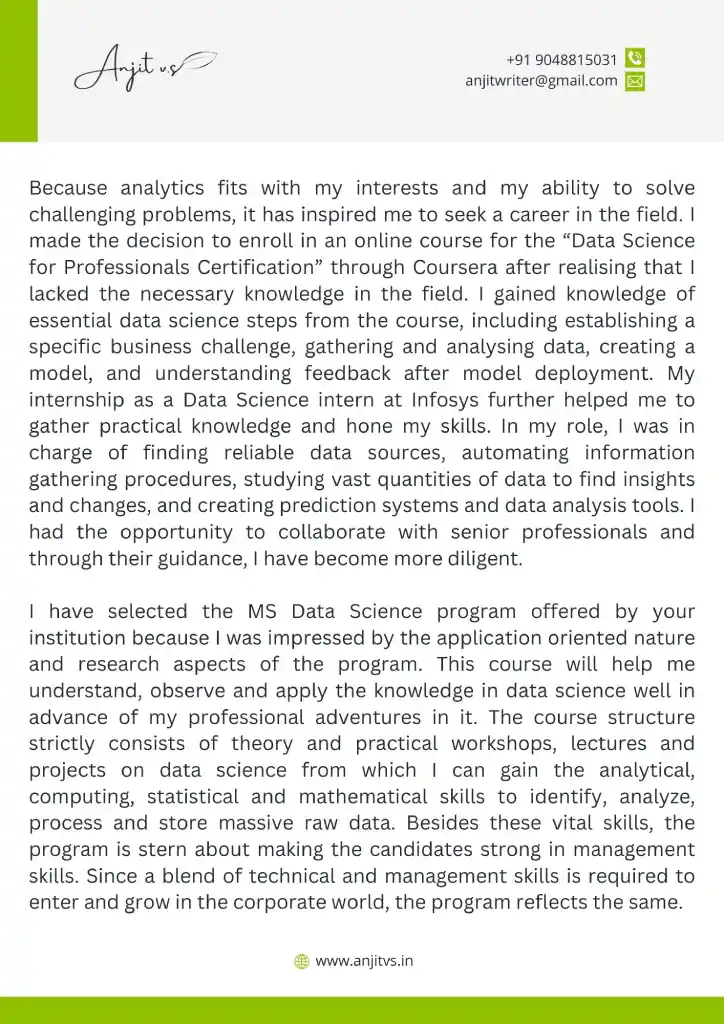 data science personal statement